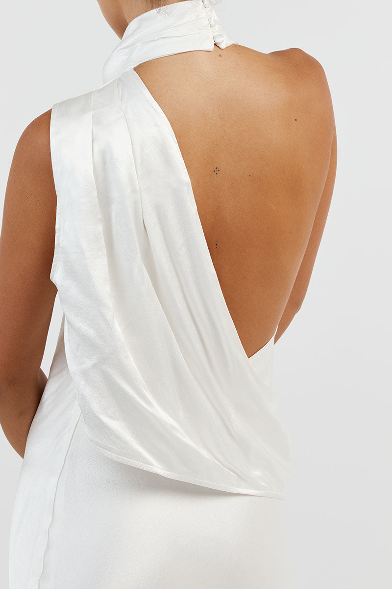 backless white dress